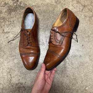 Cole Haan Brogue Cap Toe Derby Cognac Leather Dress Shoes